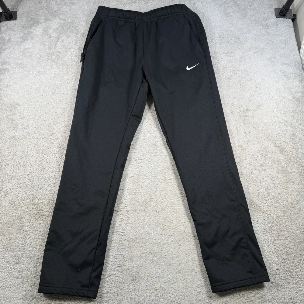 Nike Sweatpants Men Medium Black Therma-Fit Fleece Drawstring Gym Joggers Active